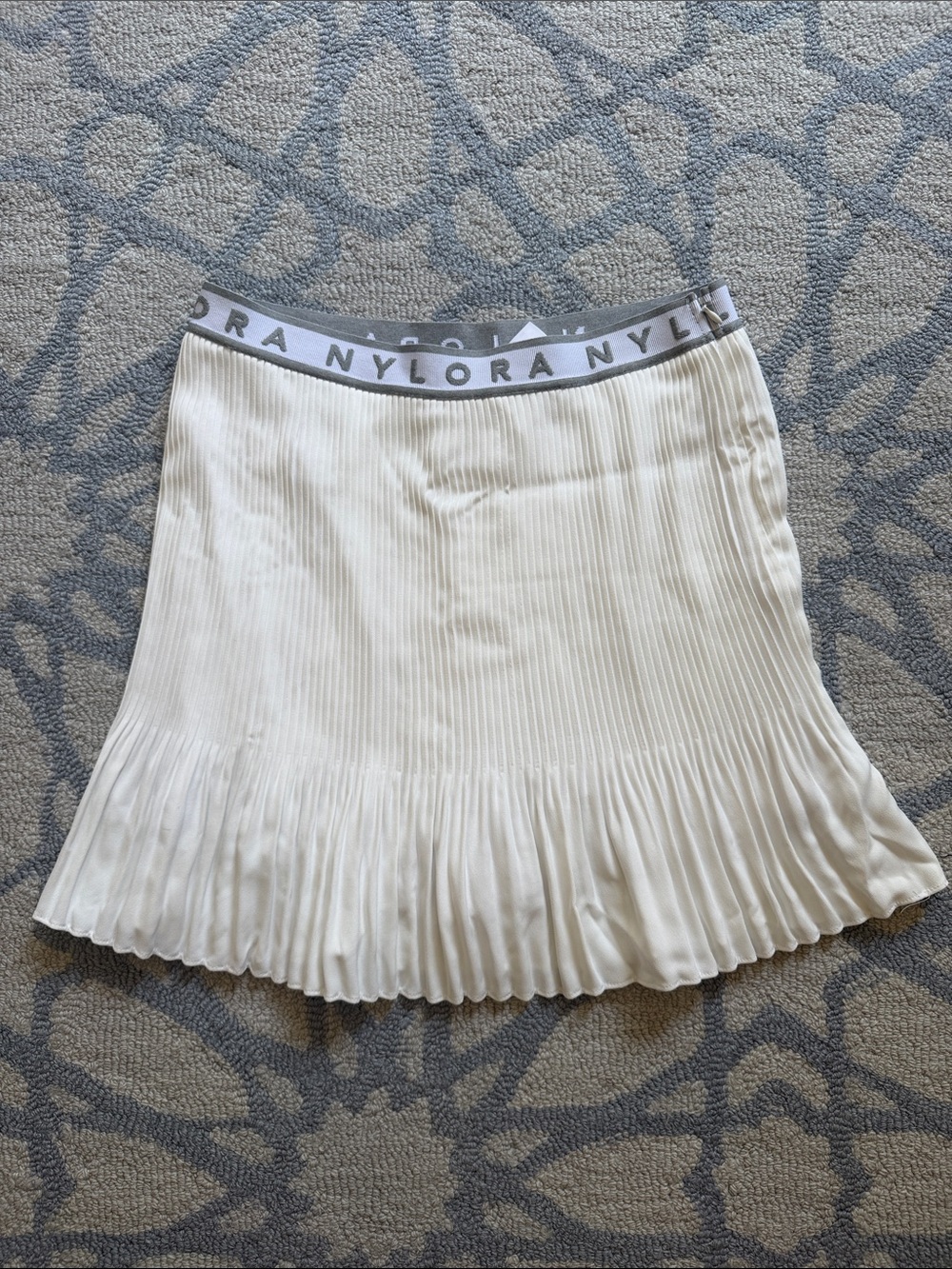 NYLORA 🎾 white Serena Pleated Knit Tennis Skirt with Logo Waistband